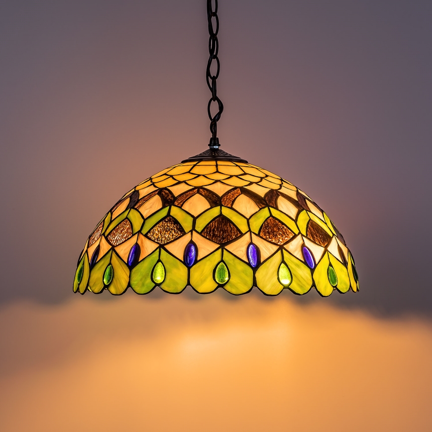 Brilagi - Tiffany glas-in-loodkroonluchter aan ketting MARGARET 2xE27/60W/230V