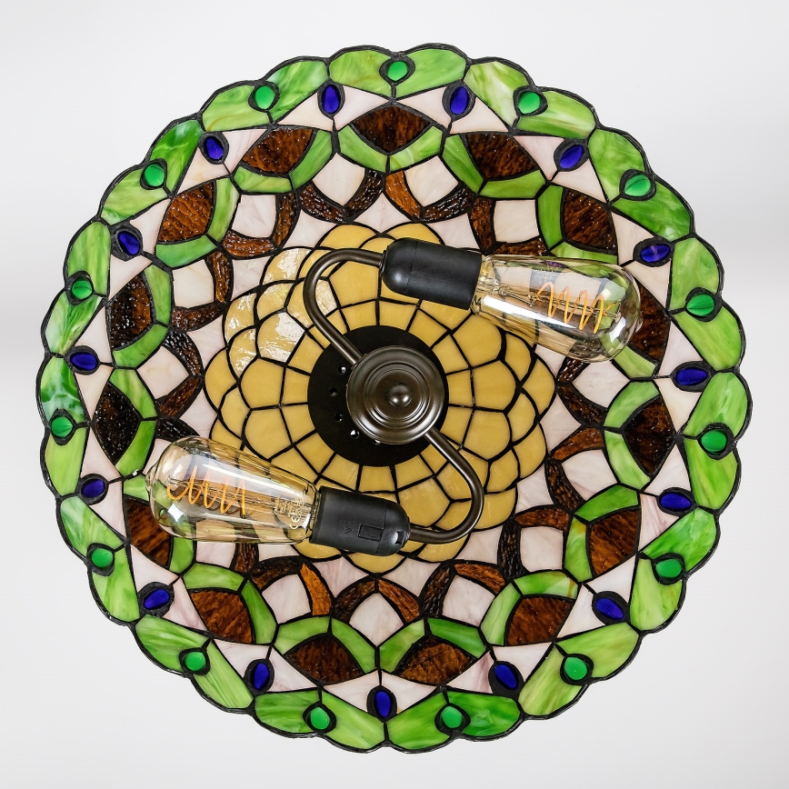 Brilagi - Tiffany glas-in-loodkroonluchter aan ketting MARGARET 2xE27/60W/230V