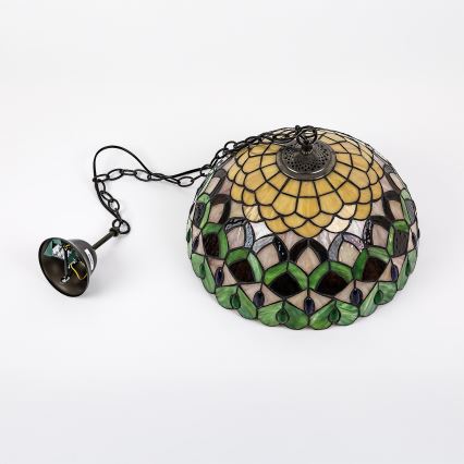 Brilagi - Tiffany glas-in-loodkroonluchter aan ketting MARGARET 2xE27/60W/230V
