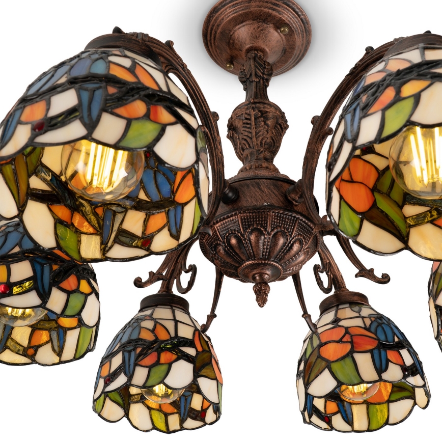 Brilagi - Tiffany-glas plafondlamp JUNGLE 6xE27/60W/230V Ø 60 cm