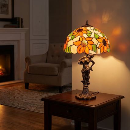 Brilagi - Tiffany-glas tafellamp SUNFLOWER 1xE27/60W/230V