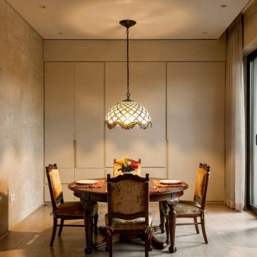 Brilagi - Tiffany-kroonluchter aan ketting ivoor 1xE27/60W/230V Ø 40 cm