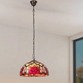 Brilagi - Tiffany-stijl glas-in-lood kroonluchter met kettingophanging GARLAN 2xE27/60W/230V