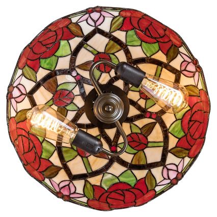 Brilagi - Tiffany-stijl glas-in-lood kroonluchter met kettingophanging GARLAN 2xE27/60W/230V