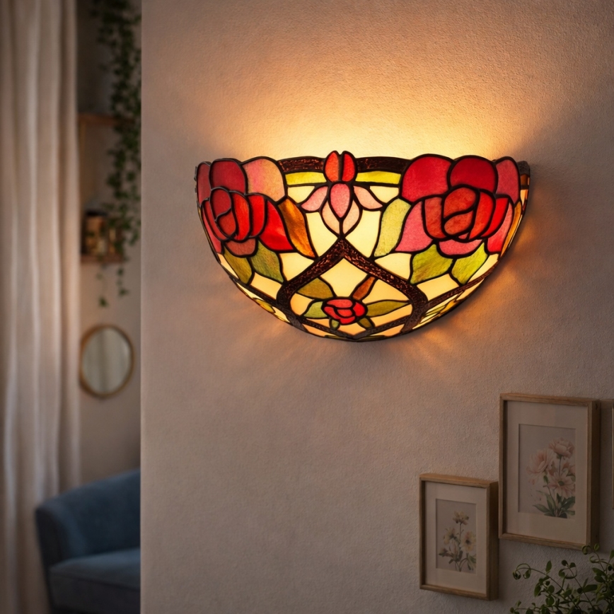 Brilagi - Tiffany-stijl glas-in-lood wandlamp GARLAN 1xE14/40W/230V