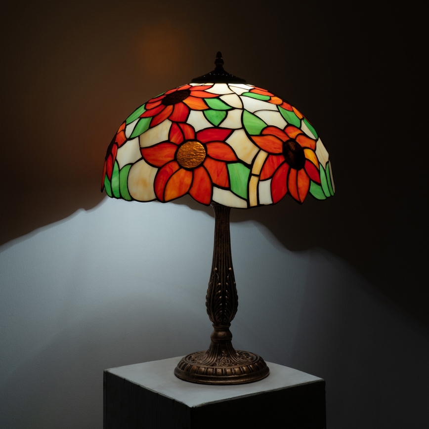 Brilagi - Tiffany-tafellamp SUNFLOWER 2xE27/60W/230V