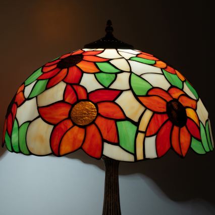Brilagi - Tiffany-tafellamp SUNFLOWER 2xE27/60W/230V