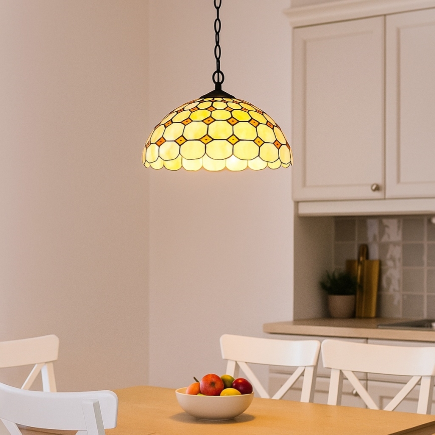 Brilagi - Tiffany-vitraal hanglamp aan ketting DORAN 2xE27/60W/230V