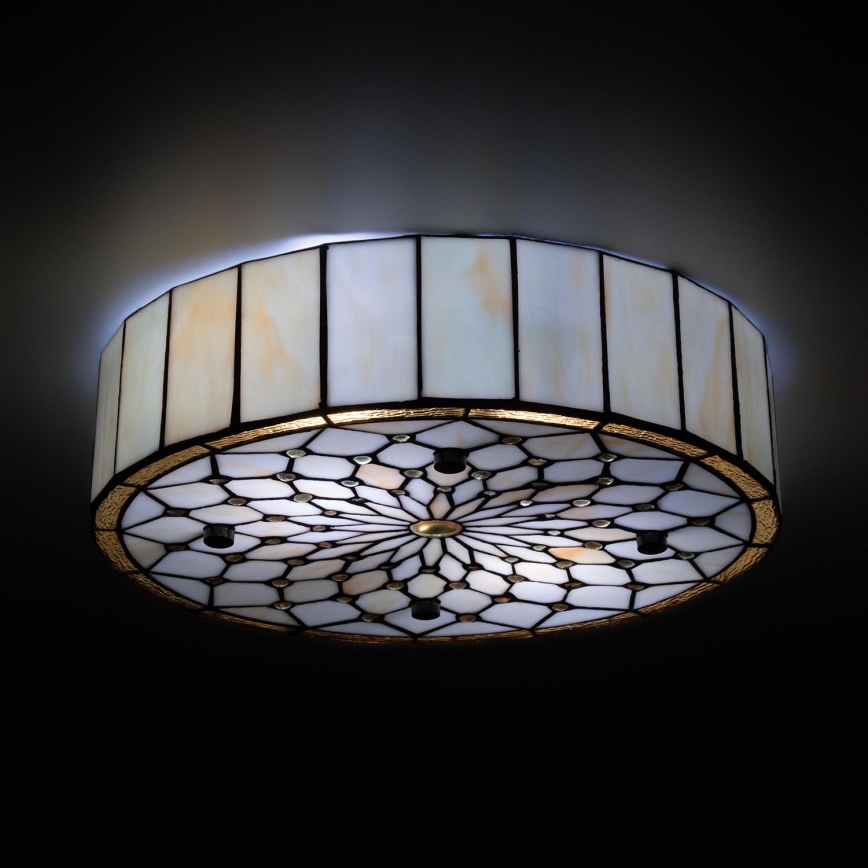 Brilagi - Tiffany-vitraal plafondlamp ivoor 3xE27/60W/230V Ø 40 cm