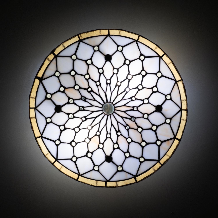 Brilagi - Tiffany-vitraal plafondlamp ivoor 3xE27/60W/230V Ø 40 cm