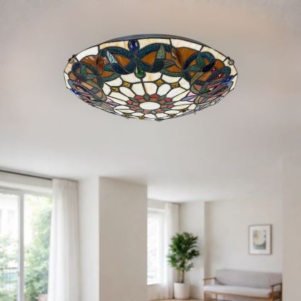 Brilagi - Tiffany-vitraal plafondlamp LUISA 2xE27/60W/230V Ø 40 cm