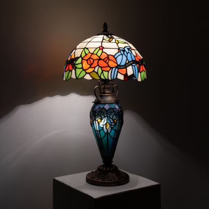 Brilagi - Tiffany-vitraal tafellamp JUNGLE 1xE27/60W/230V + 1xE14/40W