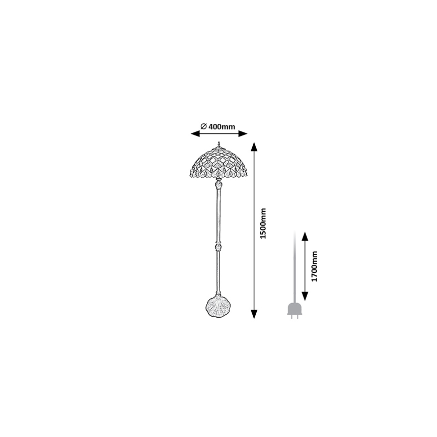 Brilagi - Tiffany-vitraal vloerlamp MARGARET 2xE27/60W/230V