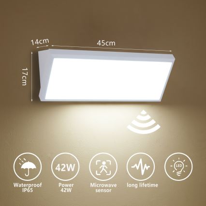 Brilagi - LED buitenwandlamp met sensor TRIANGLE LED/42W/230V wit IP65