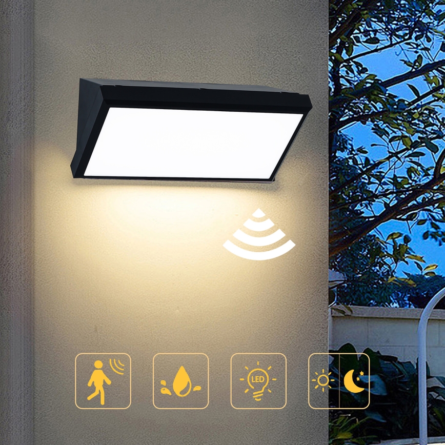 Brilagi - LED buitenwandlamp met sensor TRIANGLE LED/20W/230V zwart IP65