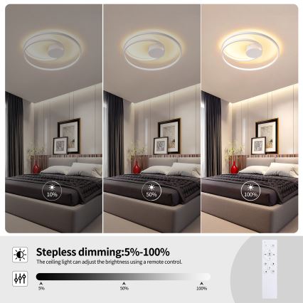 Brilagi - LED dimbare plafondlamp TWISTER LED/48W/230V 3000-6000K Ø 50 cm wit + afstandsbediening