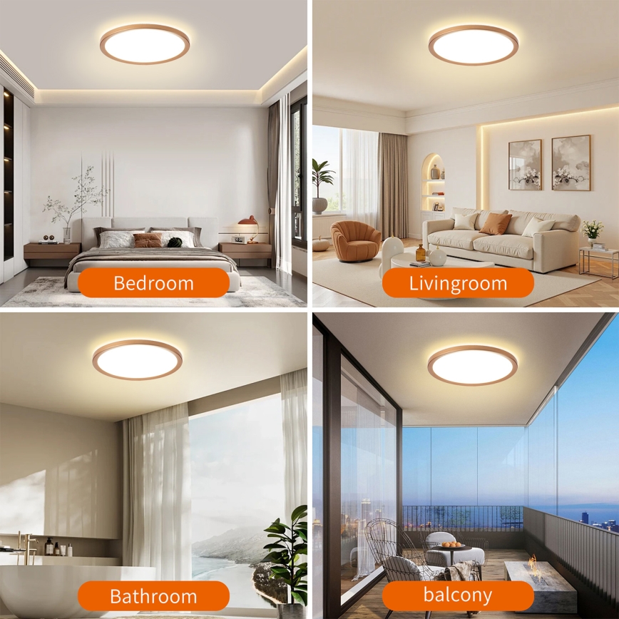 Brilagi - LED plafonnière voor badkamer ULTRA SLIM LED/24W/230V Ø 42 cm roségoud IP54