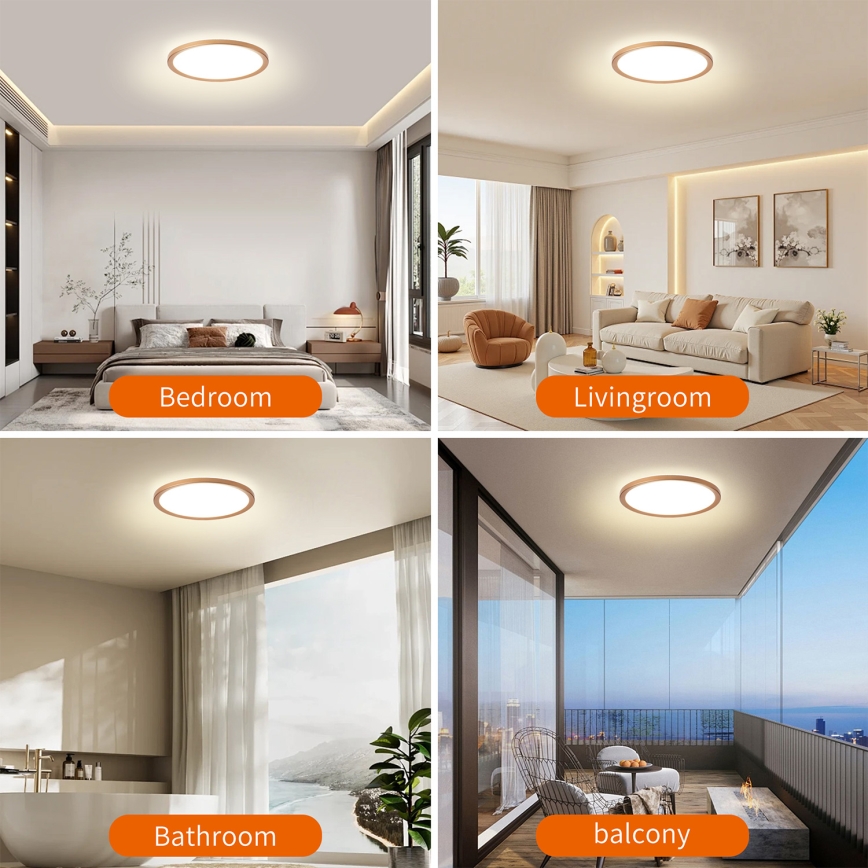 Brilagi - ULTRA SLIM LED-plafondlamp voor badkamer, 18W/230V, Ø 30 cm, roségoud, IP54