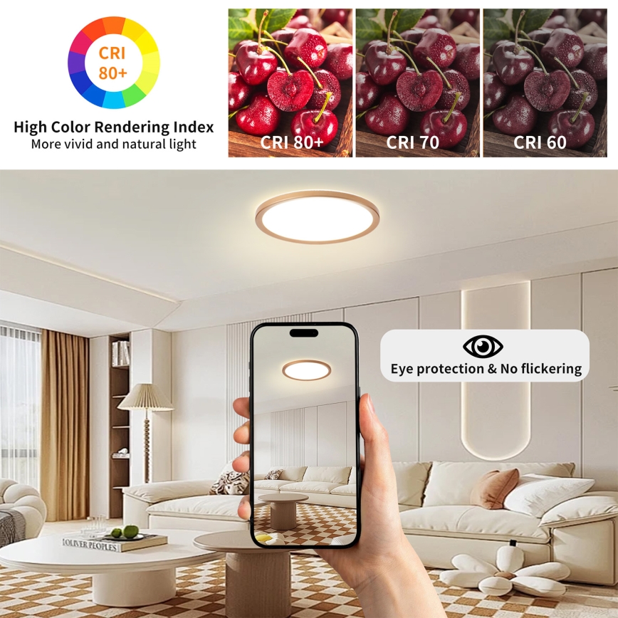 Brilagi - ULTRA SLIM LED-plafondlamp voor badkamer, 18W/230V, Ø 30 cm, roségoud, IP54
