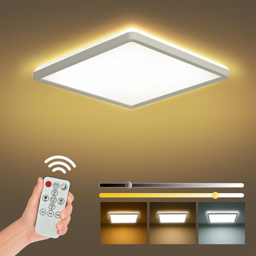Brilagi - LED dimbare plafondlamp ULTRA SLIM LED/18W/230V 2700-6500K 30x30 cm wit + afstandsbediening