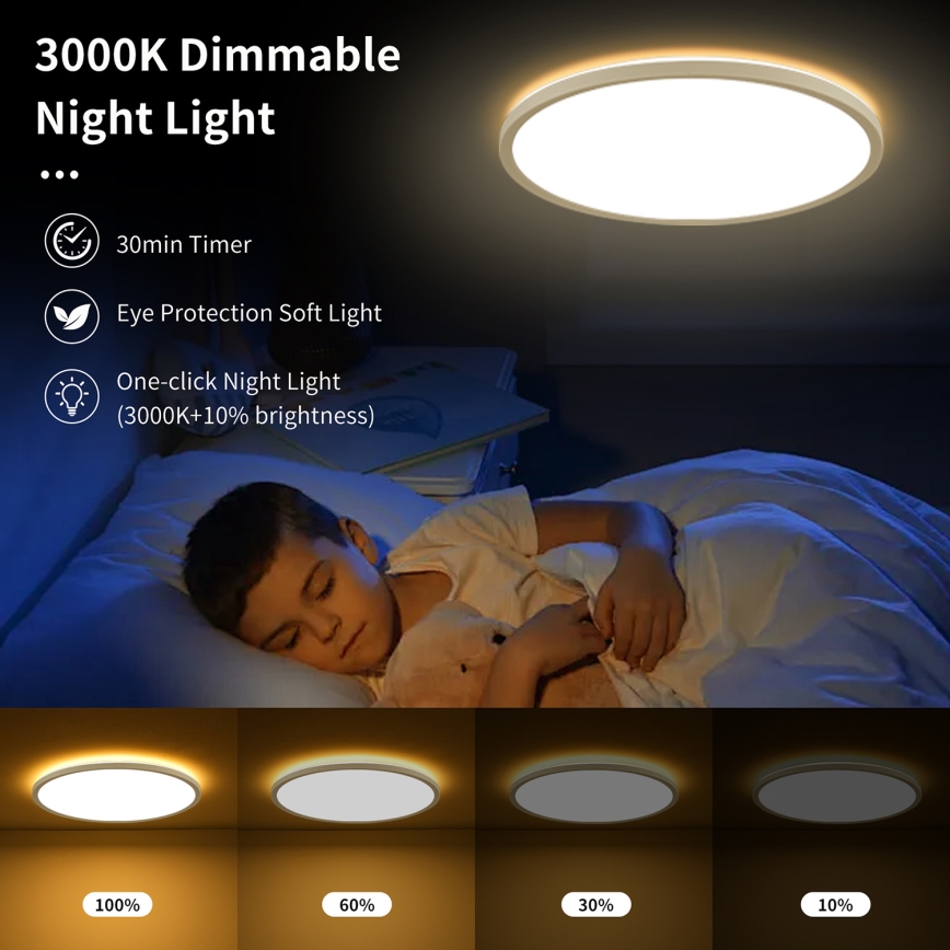 Brilagi - LED dimbare plafondlamp ULTRA SLIM LED/24W/230V 2700-6500K Ø 42 cm wit + afstandsbediening