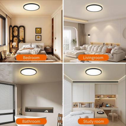 Brilagi - LED dimbare plafondlamp ULTRA SLIM LED/24W/230V 2700-6500K Ø 42 cm zwart + afstandsbediening