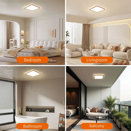 Brilagi - LED badkamerplafondlamp ULTRA SLIM LED/18W/230V 30x30 cm roségoud IP54