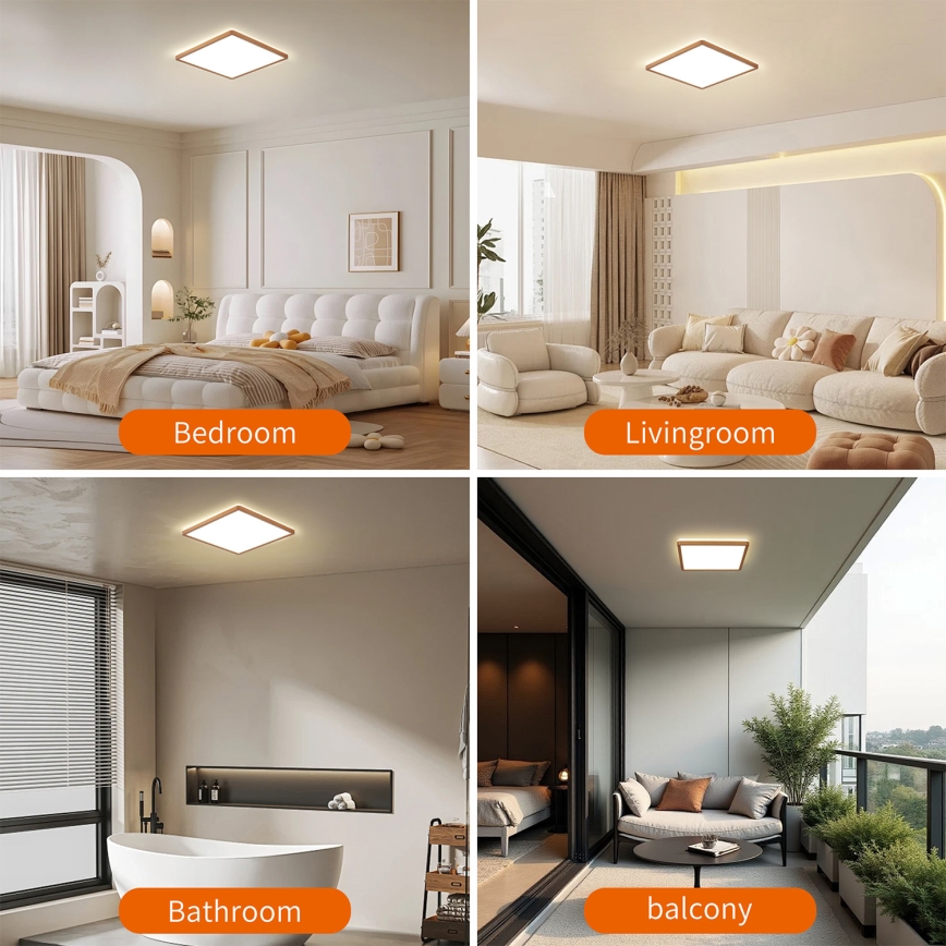 Brilagi - LED badkamerplafondlamp ULTRA SLIM LED/18W/230V 30x30 cm roségoud IP54
