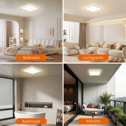Brilagi - LED badkamerplafondlamp ULTRA SLIM LED/24W/230V 42x42 cm zilverkleurig IP54