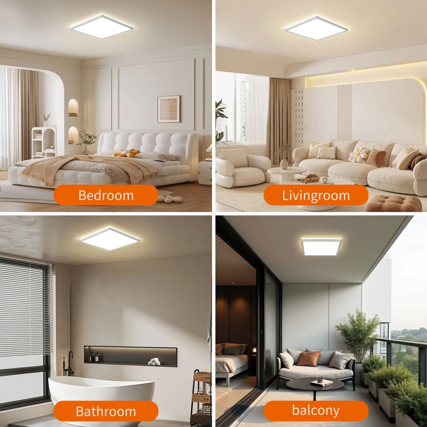 Brilagi - LED badkamerplafondlamp ULTRA SLIM LED/24W/230V 42x42 cm zilverkleurig IP54