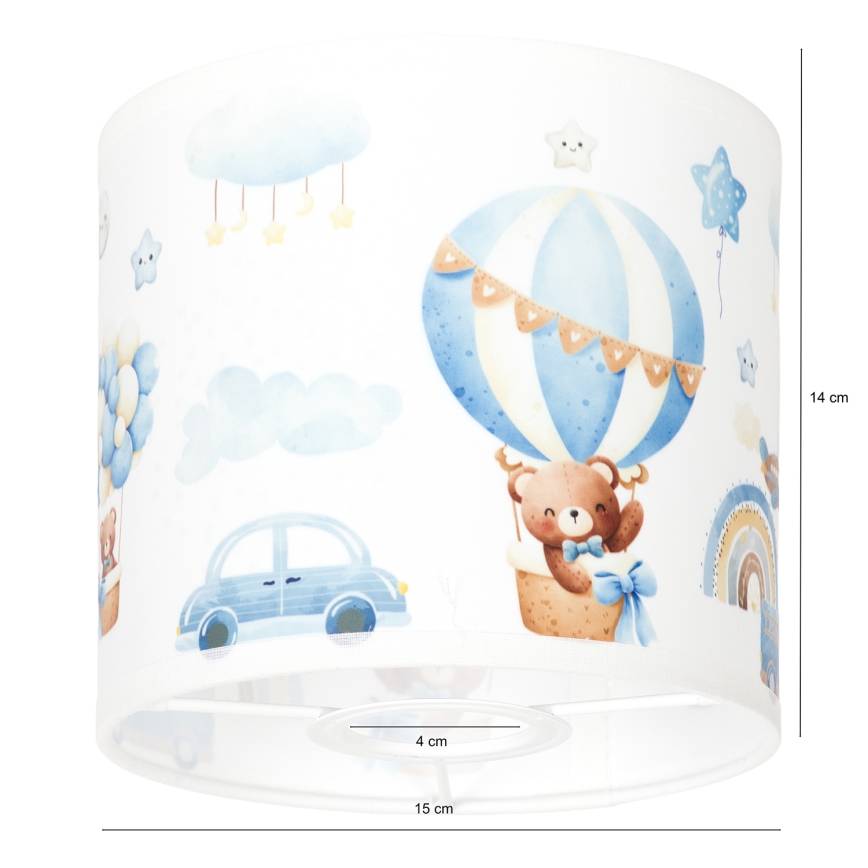 Brilagi - Universele BOBO-lampenkap voor E27, Ø 15 cm, wit/blauw met beertjes