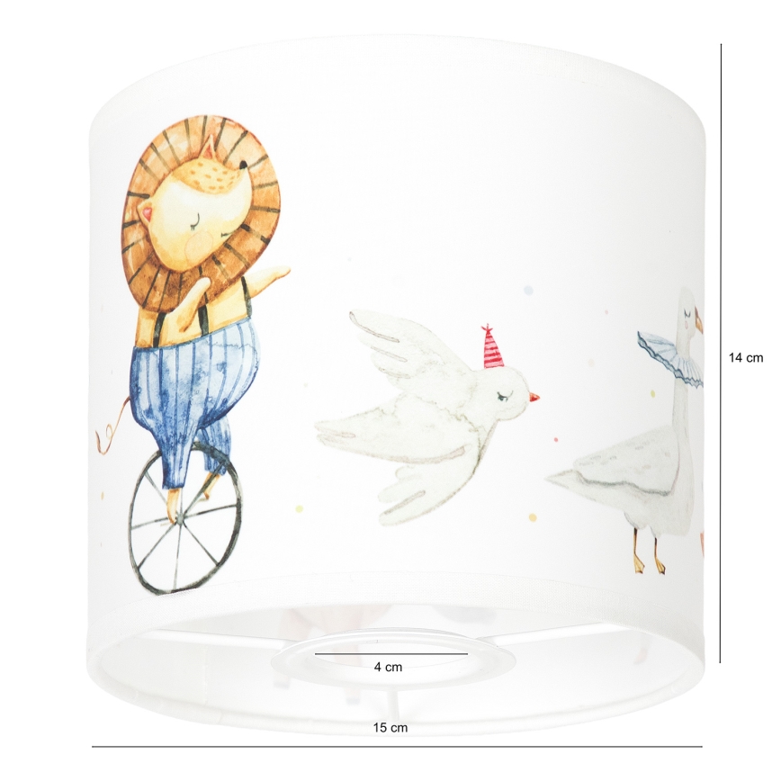 BRILAGI - Universele lampenkap BOBO E27 Ø 15 cm, wit met dierenmotief