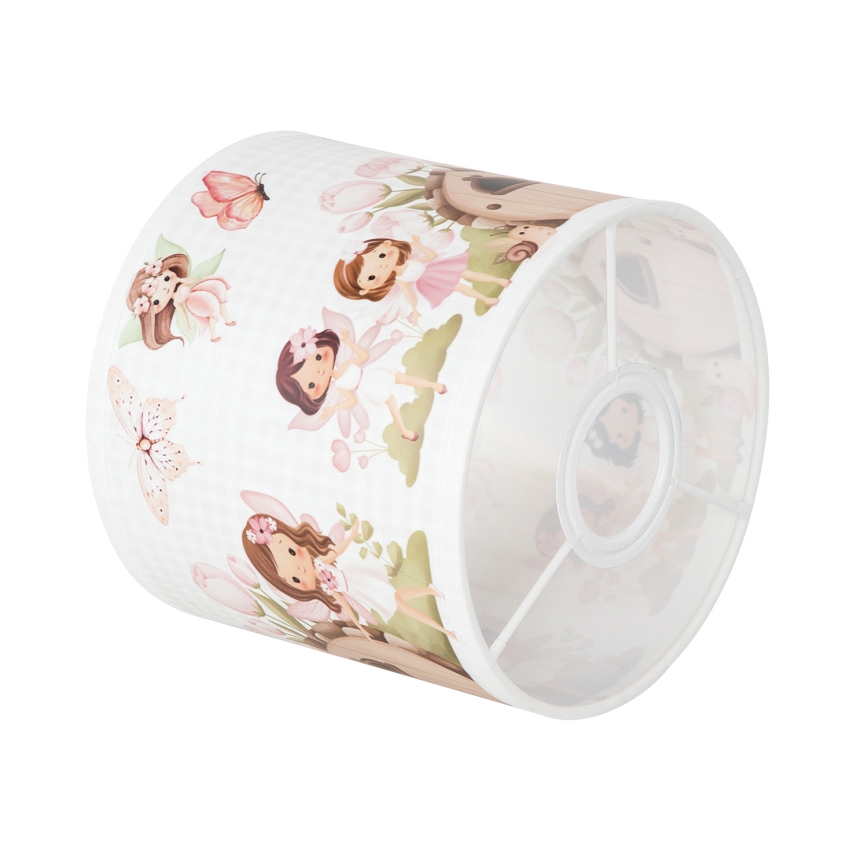 Brilagi - Universele lampenkap BOBO E27 Ø 15 cm wit/roze/feeën
