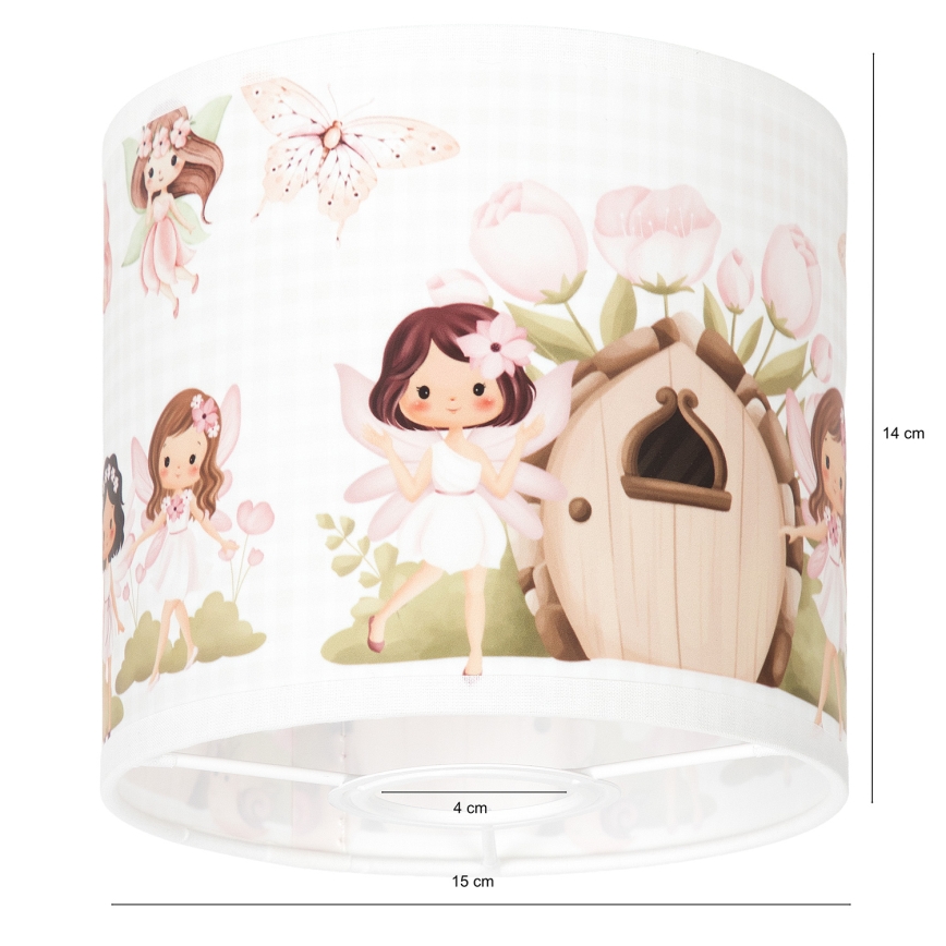 Brilagi - Universele lampenkap BOBO E27 Ø 15 cm wit/roze/feeën