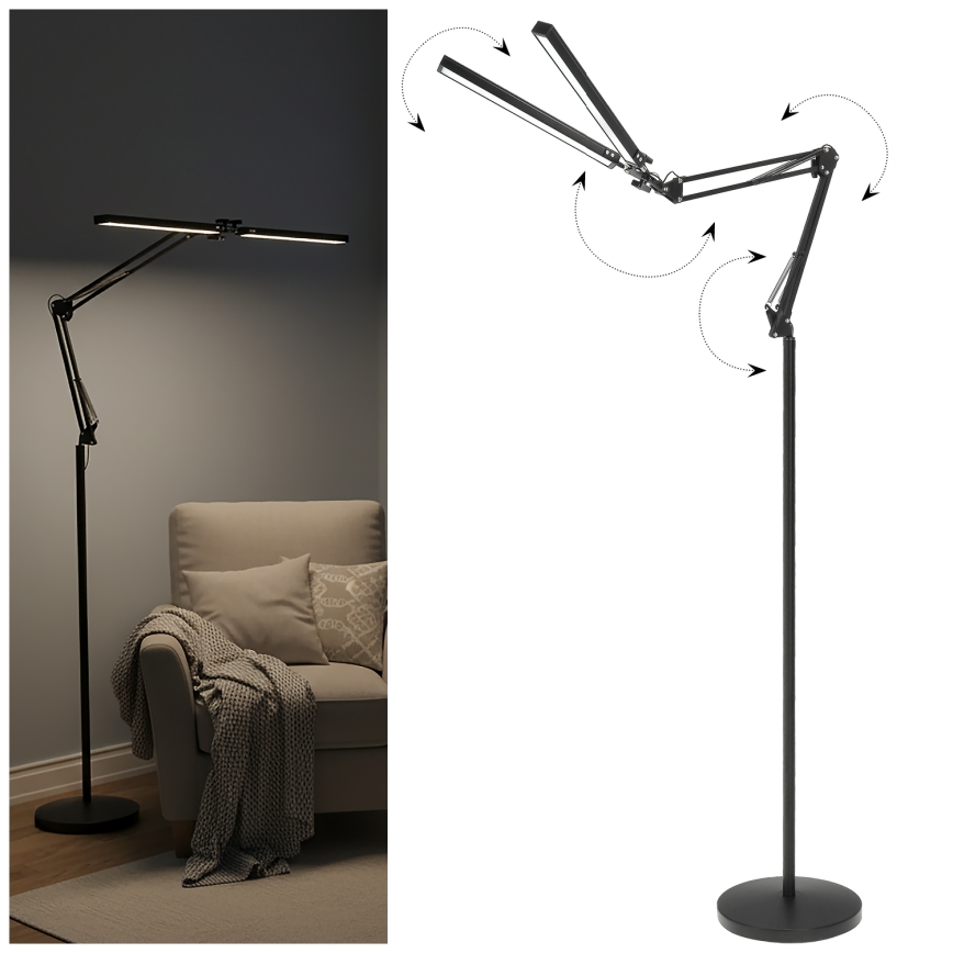 Brilagi - Dimbare flexibele vloerlamp VARIO LED/14W/230V 3000-6000K 157 cm zwart