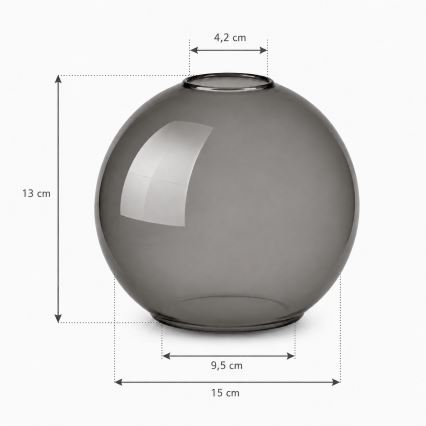 Brilagi - Vervangingsglas voor DIOR E27-kroonluchter, Ø 15 cm, rookgrijs