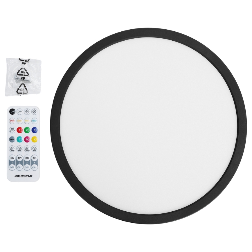 Brilagi - LED RGBW dimbare plafondlamp VIBE LED/24W/230V 3000-6500K zwart + afstandsbediening
