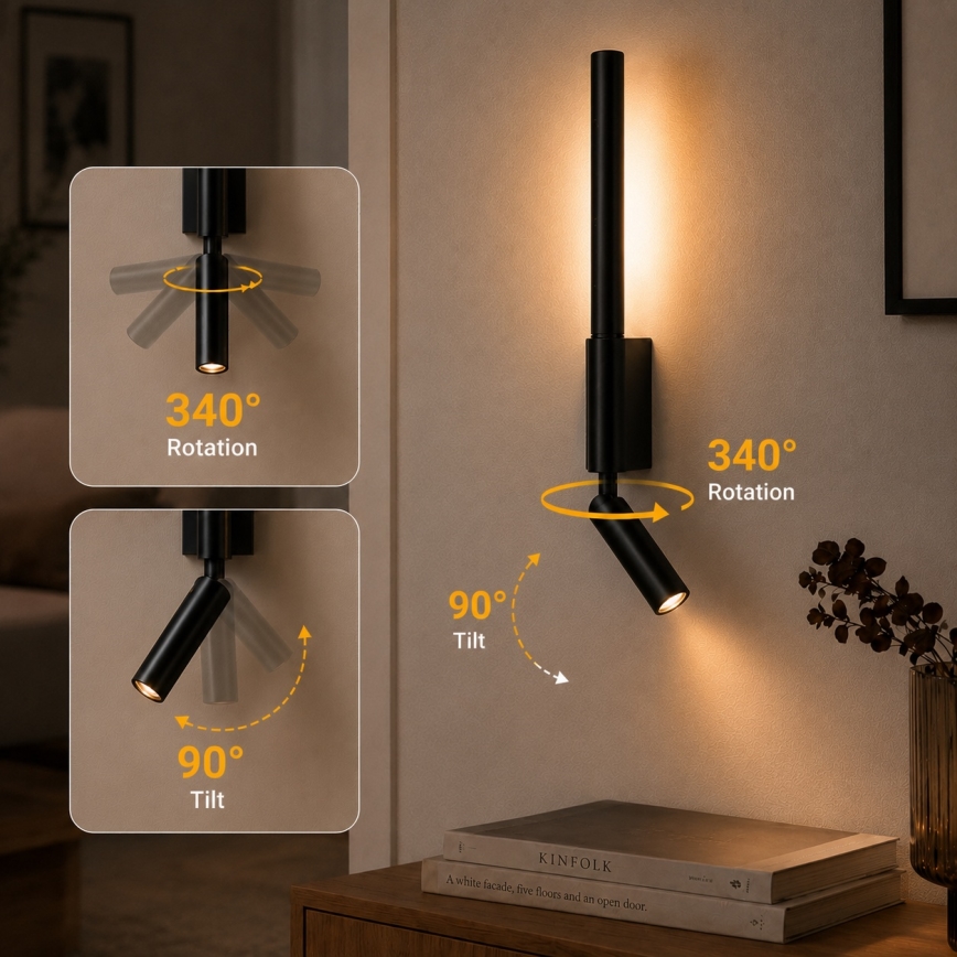 BRILAGI - VIXON LED-wandspot LED/3W/230V + LED/5W zwart CRI 90