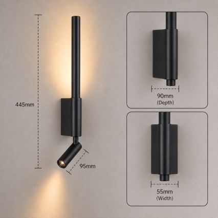 BRILAGI - VIXON LED-wandspot LED/3W/230V + LED/5W zwart CRI 90