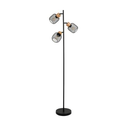 Brilagi - Vloerlamp BASKLITE 3xE27/15W/230V hout/zwart