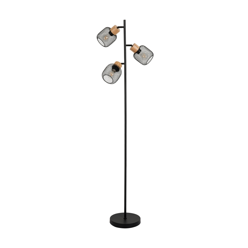 Brilagi - Vloerlamp BASKLITE 3xE27/15W/230V hout/zwart