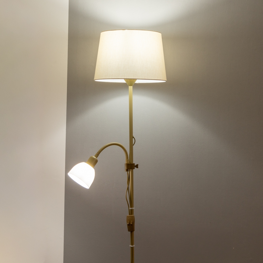 Brilagi - Vloerlamp CERIA 1xE27/100W/230V + 1xE14/25W goud/beige