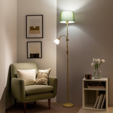 Brilagi - Vloerlamp CERIA 1xE27/100W/230V + 1xE14/25W goud/groen