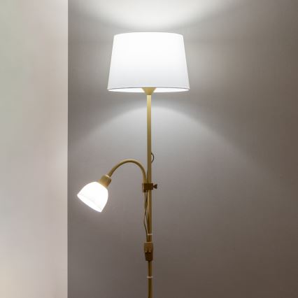 Brilagi - Vloerlamp CERIA 1xE27/100W/230V + 1xE14/25W goud/wit
