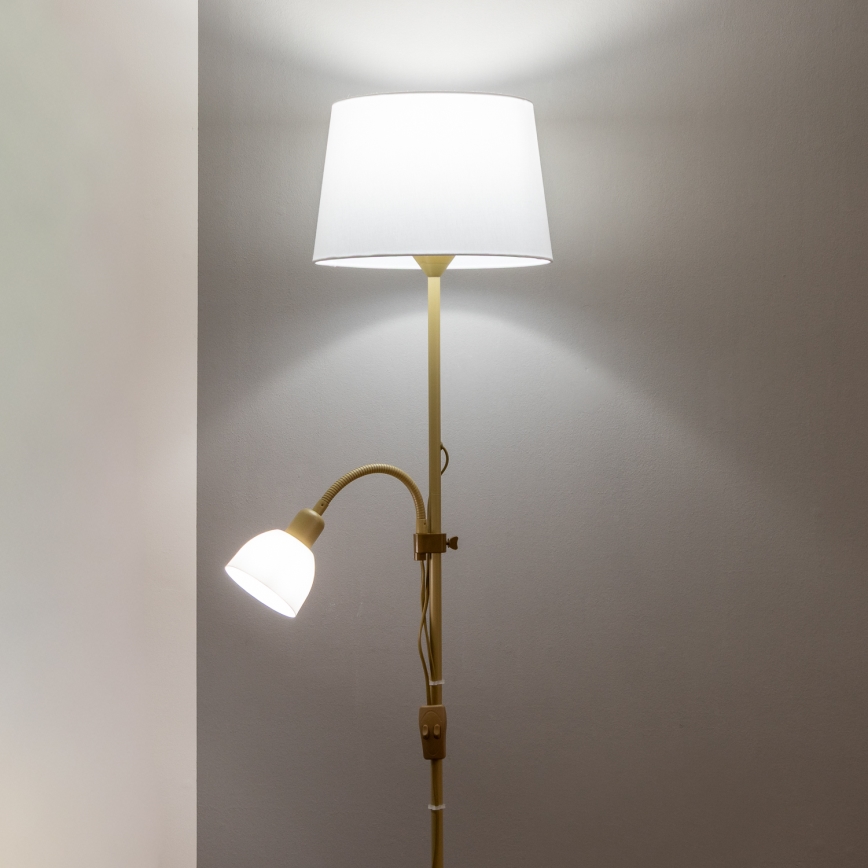 Brilagi - Vloerlamp CERIA 1xE27/100W/230V + 1xE14/25W goud/wit