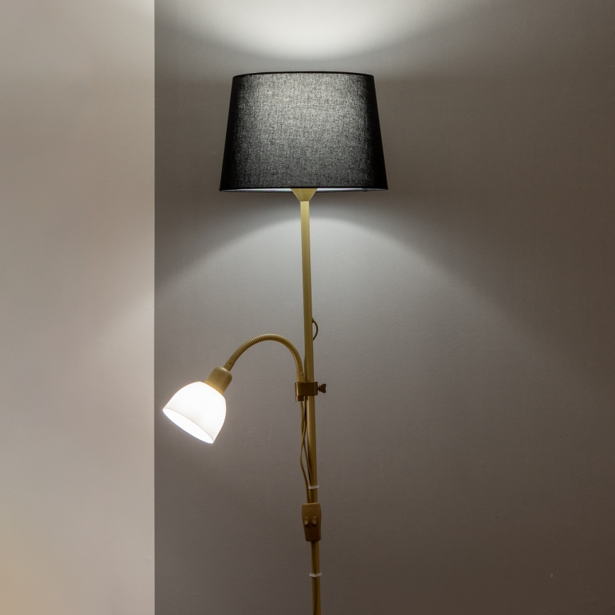 Brilagi - Vloerlamp CERIA 1xE27/100W/230V + 1xE14/25W goud/zwart