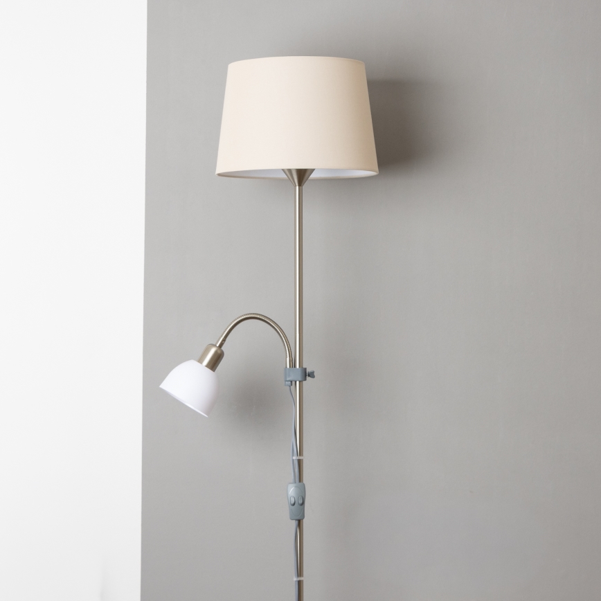 Brilagi - Vloerlamp CERIA 1xE27/100W/230V + 1xE14/25W mat chroom/beige
