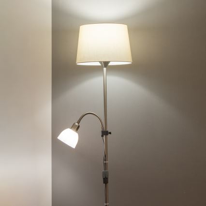Brilagi - Vloerlamp CERIA 1xE27/100W/230V + 1xE14/25W mat chroom/beige
