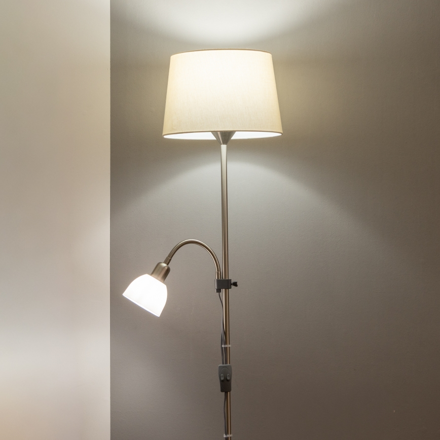Brilagi - Vloerlamp CERIA 1xE27/100W/230V + 1xE14/25W mat chroom/beige