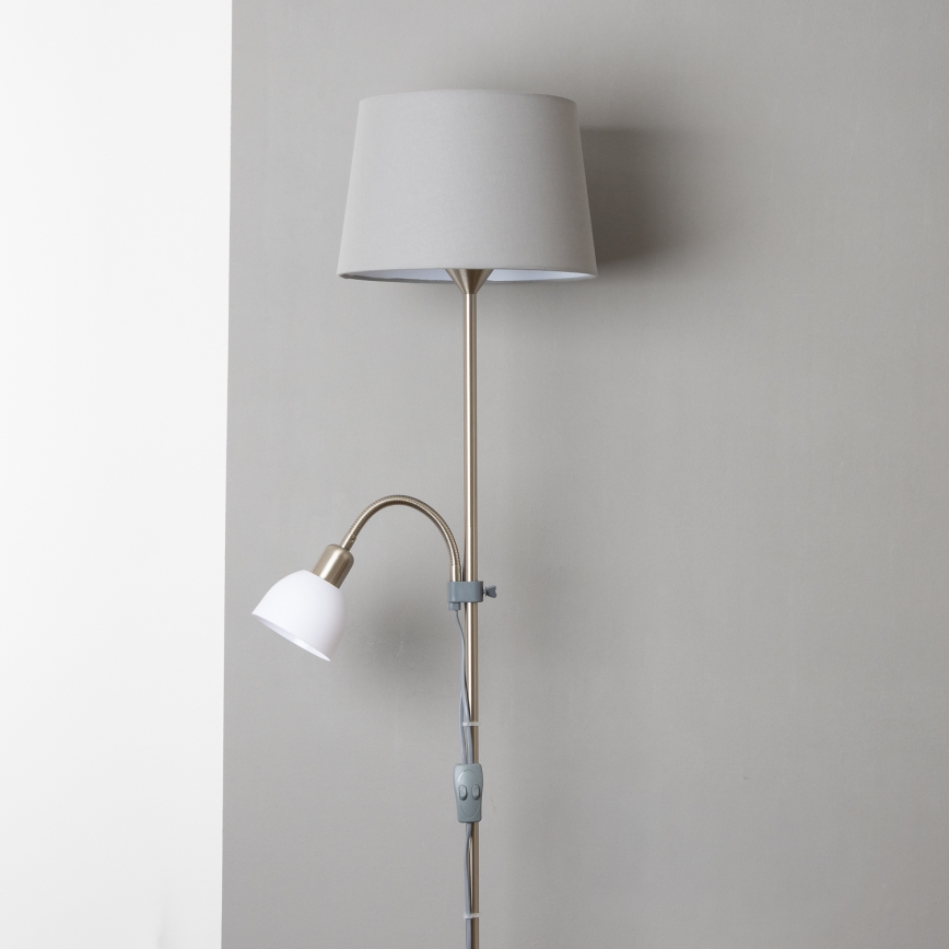 Brilagi - Vloerlamp CERIA 1xE27/100W/230V + 1xE14/25W mat chroom/grijs